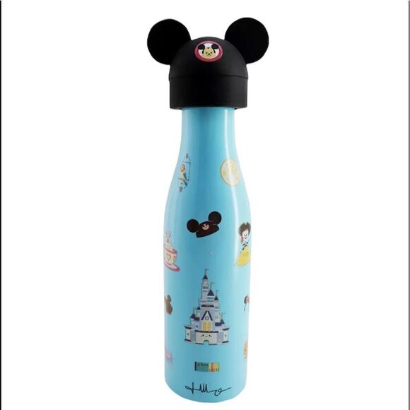 NIB Disney Parks Stainless Steel Water Bottle and Toppers Set by Jerrod Maruyama - Picture 2 of 4